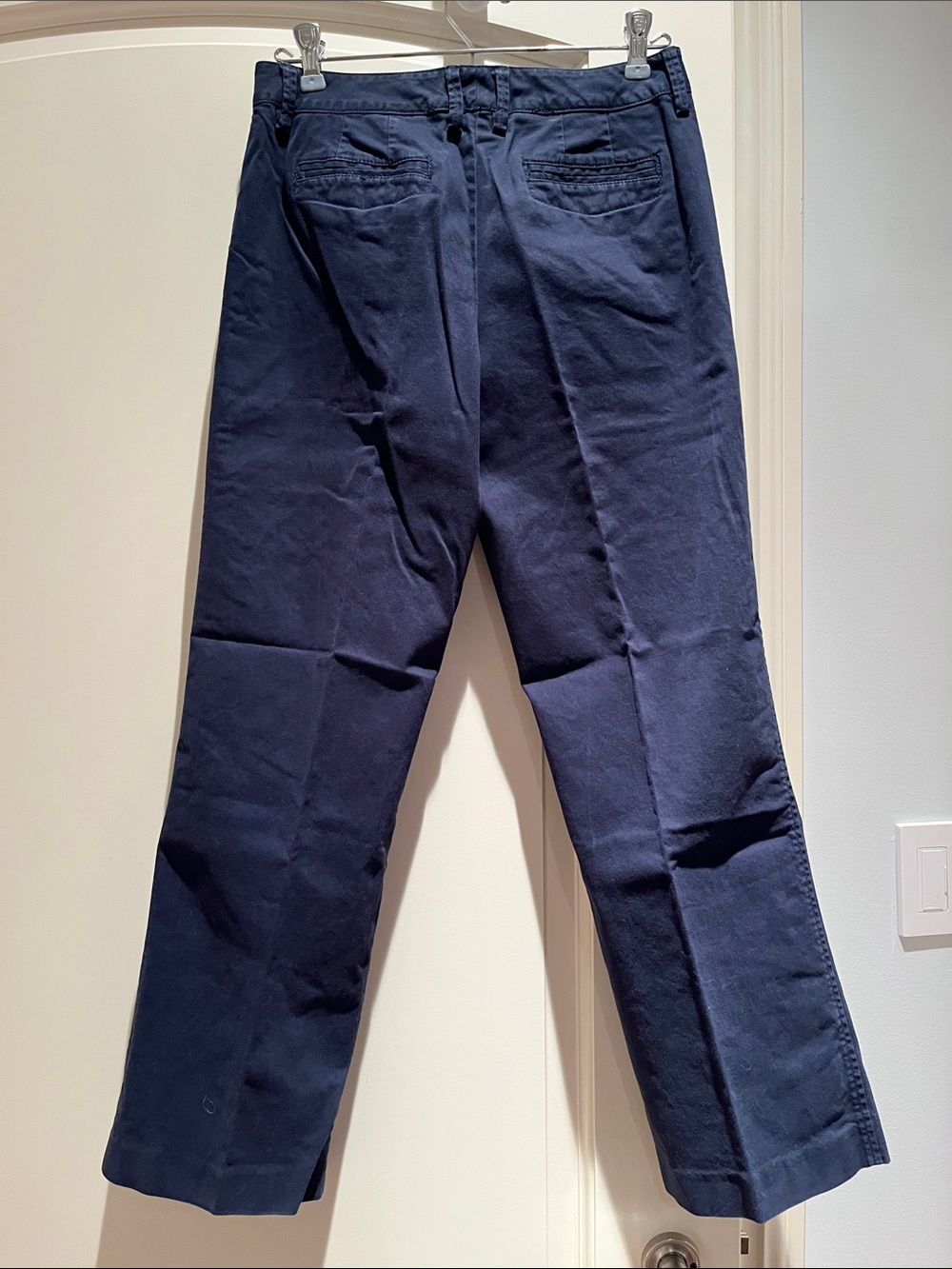 Vtg Talbots Navy Chino Stretch Pants Straight Leg Cotton Blend Size 4 Petite - Picture 4 of 11